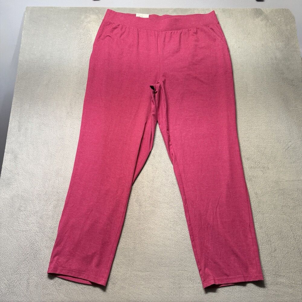 Croft & Barrow Womens 1X Easy Knit Pants Pink Straight Leg Mid Rise Stretch NWT